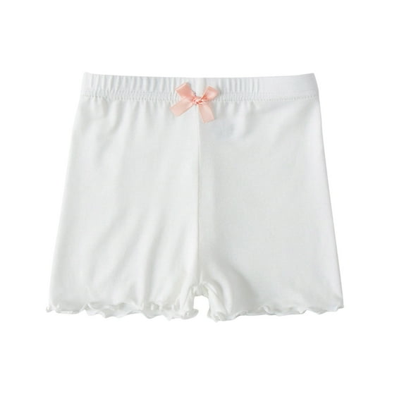 AJTQTH Girls Shorts Toddler Kids Elastic Waist Cute Solid Straight Wide-Leg Short Pants with Bow Ties Summer Casual Comfortable Fit Loose Clothes White 9 Years