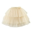thumbnail image 1 of AJTQTH Girls Skirt Elastic-Waisted Mesh Layered Fluffy Skirt Tiered Princess Skirt for Summer Holiday Party Outfits Clothes Outfits Beige 3 Years, 1 of 8