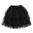 thumbnail image 1 of AJTQTH Girls Skirt Elastic-Waisted Mesh Layered Fluffy Skirt Tiered Princess Skirt for Summer Holiday Party Outfits Clothes Outfits Black 7 Years, 1 of 7