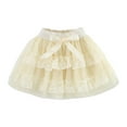 thumbnail image 1 of AJTQTH Girls Skirt Summer Elastic Waist Mesh Layered Lace Trim Fluffy Skirt Tiered Princess Skirt for Holiday Party Outfits Beige 9 Years, 1 of 9