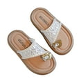 thumbnail image 1 of AJTQTH Girls Slippers Stylish Pearl Decoration Open Toe Cushioned Thick Soled Non-Slip Slides Set Toe Cool Summer Beach Pool Sandals White 12Y, 1 of 4
