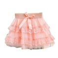 thumbnail image 1 of AJTQTH Girls Stylish Skirts Elegant Band-Waisted Lace Trim Ruffled Layered Mesh Princess Skirt Solid Color Bow Skirt Kids Summer Half Skirt for Party Holiday Pink 9 Years, 1 of 5