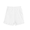 thumbnail image 1 of AJTQTH Girls Summer Homewear Comfort Waistband Rib Knit Ruched Short Pants Solid Color Short Sleep Pants with Pockets Casual Trunks White 2 Years, 1 of 5
