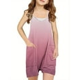 thumbnail image 1 of AJTQTH Girls Summer Sleeveless Casual Solid Color One Piece Romper Loose Fit Summer Spaghetti Strap Overalls Shorts Jumpsuit with Pockets Z01-Pink 5-6 Years, 1 of 7