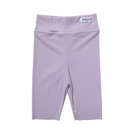 AJTQTH Girls Summer Stretchy Pants High-Waisted Rib-Knitted Trousers Toddler Kids Summer Skinny Leggings Lightweight Comfy for Sport Riding Yoga Casual School Purple 2Y
