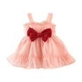 thumbnail image 1 of AJTQTH Girls Sundress Halter V-Neck Cotton Cute Plaid Dress for Baby Infant Toddler Midi Dress with Bowknot Princess Dress Gowns Frocks for Home Party Pink#02 18 Months, 1 of 4