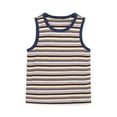 thumbnail image 1 of AJTQTH Girls Tank Tops Kids Round Neck Sleeveless Striped Tees Loose Relaxed Fit Lightweight Breathable Summer Casual Outfits Cotton Comfy Clothes Blue 6 Years, 1 of 5