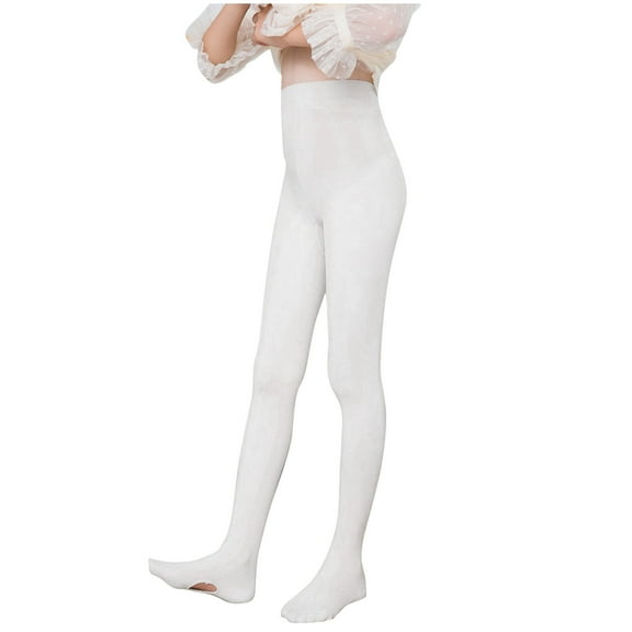 AJTQTH Girls Tights Cotton Lightweight Skinny Stretchy Cute Solid Color Kids Teens Pantyhose High-Waisted Yoga Dancing Ballet Stockings White 11-12 Years