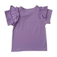 thumbnail image 1 of AJTQTH Girls Tshirts Kids Toddler Stylish Ruffles Solid Color Cotton Tees Summer Short-Sleeved Round Neck Tops Lightweight Blouses Purple 4 Years, 1 of 3