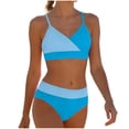 thumbnail image 1 of AJTQTH Grils High Waisted Bikini Swimsuits Front Twist Front Color Block Adjustable Spaghetti Strappy Bikini Tops Ruched 2 Piece Bathing Suits Beach Swimwear Sky Blue 7-8 Years, 1 of 9