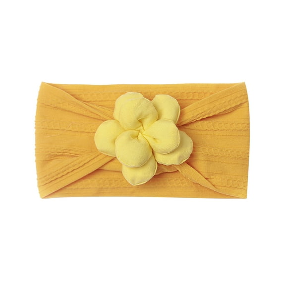 AJTQTH Hairbands for Girls Baby Cute Bow Nylon Headbands Cable Knit Solid Color Soft Hair Bands Floral Accessories Thin Headbands for Newborn Infant Yellow Free Size