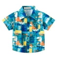 thumbnail image 1 of AJTQTH Hawaiian Shirts for Toddler Boys Kids Summer Beach Cartoon Print Short Sleeve Tshirts Button Down Blouses Tees Tops with Pockets Blue#05 4 Years, 1 of 8