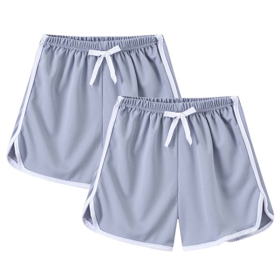 AJTQTH Kids 2-Pack Running Shorts Casual Drawstring Solid Color Beach Shorts Girls Boys Sport Shorts Summer Comfort Bottoms Gray 4 Years