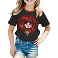 thumbnail image 1 of AJTQTH Kids Canada Day Tees Tie-Dye Novelty Tops Boys Girls Unisex Crewneck Short Sleeve Tshirts Clothes Outfits Shirts Blouses Holiday Gift Black#05 7 Years, 1 of 3