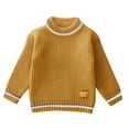 thumbnail image 1 of AJTQTH Kids Fair Isle Sweater Fall Long Sleeve Mock Neck Striped Cable Knit Pullover Sweaters Trendy Boys Girls Plush Thick Warm Jumper Tops Yellow 4-5 Years, 1 of 6