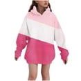 thumbnail image 1 of AJTQTH Kids Girls Color Block Hoodie Tops Lightweight Casual Fall Long Sleeve Hooded Pullover Sweatshirts Fashion Fleece Lined Warm Outfit Clothes with Pockets Hot Pink 7-8 Years, 1 of 6