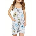 thumbnail image 1 of AJTQTH Kids Girls Summer Sleeveless Rompers Casual Spaghetti Strap V Neck Short Jumpsuits with Pockets Loose Fit Casual One Piece Overalls Outfit Clothes White 7-8 Years, 1 of 6