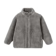 thumbnail image 1 of AJTQTH Kids Girls Winter Sherpa Fleece Warm Jackets Casual Full Zip up Long Sleeve Soft Plush Thick Stand Collar Outwear Coat with Pocket Gray 12-13 Years, 1 of 3