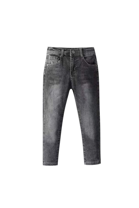 Kids Jeans Stretchy Stylish Solid Color High-Waisted Casual Denim Pants Toddler Girls Boys Straight-Leg Jeans with Pockets Gray 4 Years