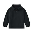 thumbnail image 1 of AJTQTH Kids Polo Shirts Casual Solid Color Long Sleeve Button up Lapel Collar Pullover Sweatshirts Loose Lightweight Soft Cotton Outerwear T-Shirt Tops Black 7-8 Years, 1 of 7