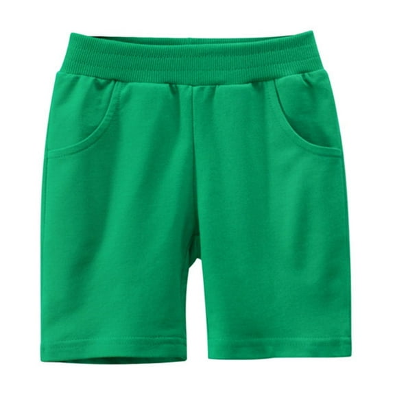 AJTQTH Kids Shorts Elastic-Waisted Solid Color Cotton Straight Short Pants Trunks Girls Boys Unisex Summer Casual Breathable Comfy Clothes Outfits Green 3 Years