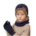 thumbnail image 1 of AJTQTH Kids Ski Hat Scarf Gloves Set Cable Knit Colorblocked Beanie+Warmer Neck Scarf+Anti-Slip Gloves Toddler Girls Boys Winter Clothes Navy Free Size, 1 of 5