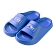 thumbnail image 1 of AJTQTH Kids Slides Teens Non-Slip Cushioned Thick Sole Slippers Open-Toe Sandals Solid Color Letter Prnted Home Beach Pool Shower Shoes Blue 9-10 Years, 1 of 3