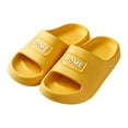 thumbnail image 1 of AJTQTH Kids Slides Teens Non-Slip Cushioned Thick Sole Slippers Open-Toe Sandals Solid Color Letter Prnted Home Beach Pool Shower Shoes Yellow 9-10 Years, 1 of 3