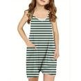 thumbnail image 1 of AJTQTH Kids Stripes Cute Jumpsuit Girls Boys Summer Unisex Sleeveless Spaghetti Straps Camisole and Comfy Shorts One-Piece Romper Outfits for Holiday Travel Green 11 Years, 1 of 6