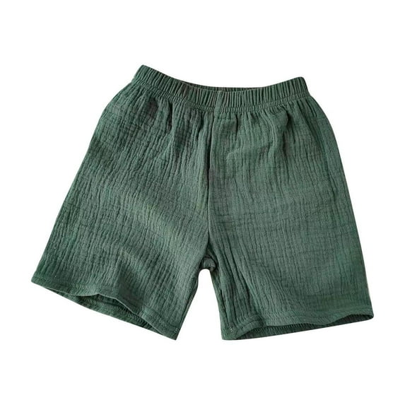 AJTQTH Kids Summer Shorts Boys Girls Summer Solid Color Elastic-Waisted Cotton and Linen Soft Comfortable Fit Short Pants Cotton Homewear Green 1 Year