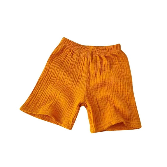 AJTQTH Kids Summer Shorts Boys Girls Summer Solid Color Elastic-Waisted Cotton and Linen Soft Comfortable Fit Short Pants Cotton Homewear Orange 3 Years
