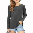 thumbnail image 1 of AJTQTH Kids T-Shirts Spring Fashion Long Sleeve Solid Color Basic Pullover Sweatshirts Loose Lightweight Comfy Athletic Tees Tops Dark Gray 11-12 Years, 1 of 5