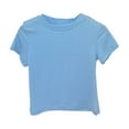 thumbnail image 1 of AJTQTH Kids Tshirts Girls Boys Cute Solid Color Short-Sleeved Round Neck Tees Toddler Cotton Breathable Lightweight Tops for Summer Blue 5 Years, 1 of 3