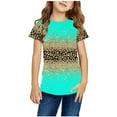 thumbnail image 1 of AJTQTH Leopard Color Block Print Summer T-Shirts for Kids Boys Girls Casual Short Sleeve Round Neck Graphic Tees Tops Lightweight Cotton Blouses Green 4-5 Years, 1 of 5