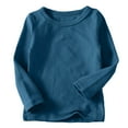 thumbnail image 1 of AJTQTH Long Sleeve Tops for Kids Boys Girls Toddler Baby Solid Color Cute Round Neck Tees Lightweight Casual Tshirts for Fall and Summer Dark Blue 6 Years, 1 of 5