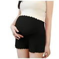 thumbnail image 1 of AJTQTH Maternity Shorts Homewear for Women Summer Ice Silk Ruffles Loose Shorts High-Waisted Belly Support Pregnancy Short Pants Black L, 1 of 4