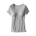 thumbnail image 1 of AJTQTH Plus Size Tops for Women Breastfeeding Tees Ruffed Short-Sleeved V-Neck Casual Tshirts Rib-Knitted Solid Color Blouses Maternity Clothes Outfits for Summer Gray L, 1 of 3