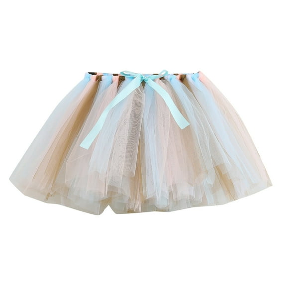 AJTQTH Princess Skirts for GIrls Toddler Colorful Stylish Bow Dance Skirts Colorful Rainbow Mesh Puffy Skirts Summer Lightweight Breathable Short Skirts White 4 Years