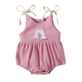 thumbnail image 1 of AJTQTH Romper for Baby Summer Lightweight Round Neck Sleeveless Jumpsuit Cute Rainbow Embroidered Waffle Knit Playsuit Bowties Halter Onesie Comfy Casual Outfits Pink 12-18Months, 1 of 8