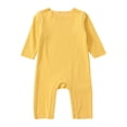thumbnail image 1 of AJTQTH Romper for Baby Summer Thin Cotton Casual Outfits Striped Cute Crewneck Long Sleeve Playsuit Base Layer Clothes for Infant Underwear Yellow 12 Months, 1 of 5