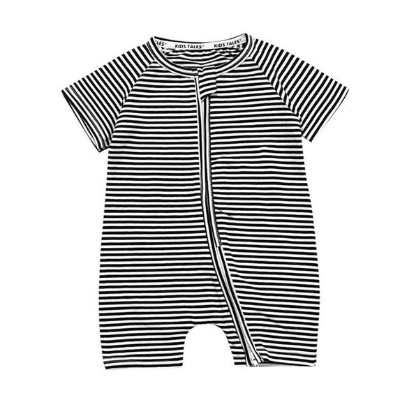 AJTQTH Rompers for Baby Crewneck Short-Sleeved Lightweight Jumpsuit Zippered Cotton Comfy Bodysuit Onesie Summer Home Outdoor Swim Travel Clothes Black 2 Years