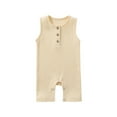 thumbnail image 1 of AJTQTH Rompers for Baby Unisex Sleeveless Round Neck Jumpsuit Solid Color Cotton Comfy Clothes Outfits Bodysuit Loose Fit Summer Casual Playsuit Onesie Beige 3 Months, 1 of 3