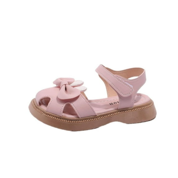 AJTQTH Sandals for Girls Toddler Kids Round-Toe Cute Cartoon Accessories Wadding Shoes Ankle Straps Thick Soled Non-Slip Walking Shoes with Velcro for Summer Casual Pink 10.5 Y