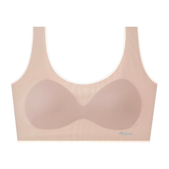 AJTQTH Seamless Bras for Girls Cute Solid Color Soft Bras Youth Teens Comfy Invisable Pads Suspenders U-Neck Breathable Underwear Pink 9 Years