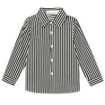thumbnail image 1 of AJTQTH Shirts for Boys Striped Casual Shirts Toddler Kids Turndown Collar Long-Sleeved Tops Lightweight Breathable Blouses Loose Fit Clothes Black#02 6 Years, 1 of 5