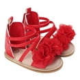 thumbnail image 1 of AJTQTH Shoes for Toddler Baby Cute Flower Patchwork Strappy Sandals Gladiator Sandals Soft Soled Summer Casual High Top Ankle Strap Flat Shoes Faux Leather Shoes Red Size 12, 1 of 1