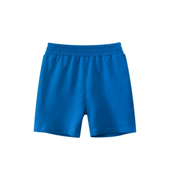 AJTQTH Shorts for Girls Boys Elastic-Waisted Solid Color Straight Cotton Knee Length Pants Kids Unisex Summer Casual Breathable Trunks for Sport Beach Blue 2 Years