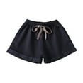 thumbnail image 1 of AJTQTH Shorts for Girls Summer Casual Lightweight Cotton Comfy Outfits Drawstring Solid Color Short Pants for Toddler Kids Home Street Party School Clothes Navy 3Y, 1 of 3