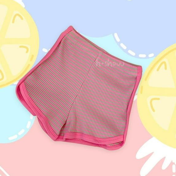AJTQTH Shorts for Girls Toddler Kids Summer Elastic-Waisted Casual Solid Striped Short Pants Running Shorts Cotton Comfy Clothes for Sports School Outdoor Casual Pink 3Y-100