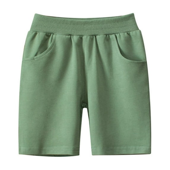 AJTQTH Shorts for Kids Elastic Band Solid Color Cotton Straight Short Pants Girls Boys Unisex Summer Casual Breathable Sport Shorts Beach Trunks Green 1 Years